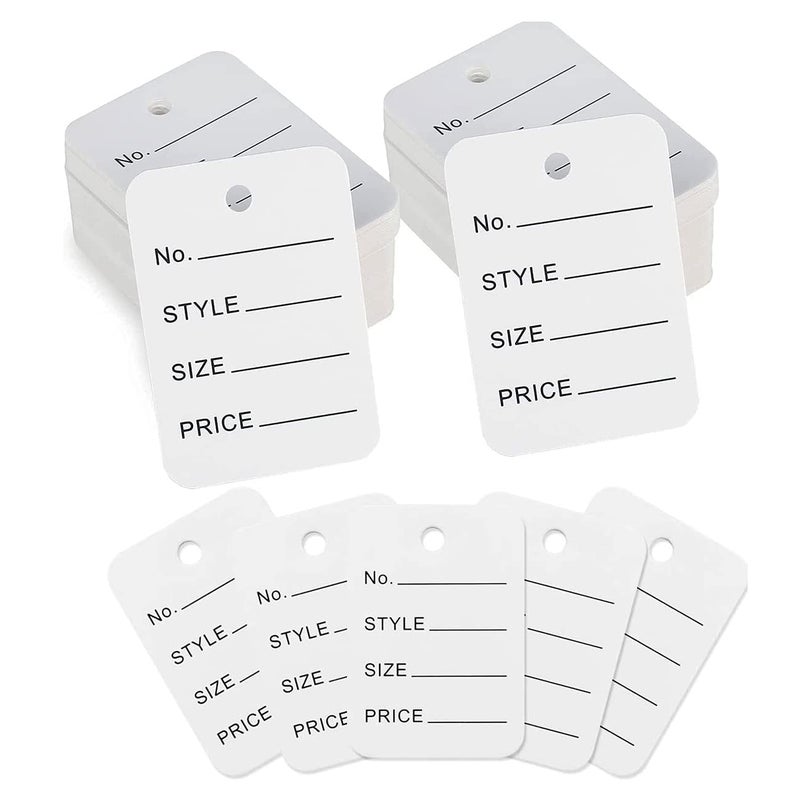 jijAcraft 1000Pcs Price Tags, White Clothing Tag for Retail, Small Kraft Paper Tags for Labeling Price, Size, Number, Writable Price Hangtag for Business Supplies Selling Jewlry, Clothes (1.9" X 1.4") - Image 4